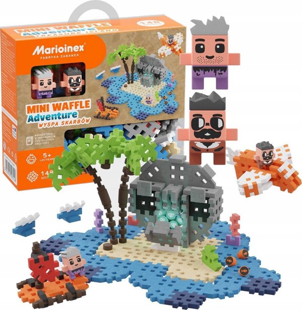 Marioinex Mini Waffle Treasure Island - Σετ Δομικών Παιχνιδιών 148 Τεμαχίων με 2 Φιγούρες