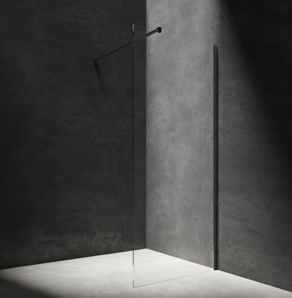 MARINA KABINA NATR WALK-IN 90CM CZARNY MAT/TRANSP
