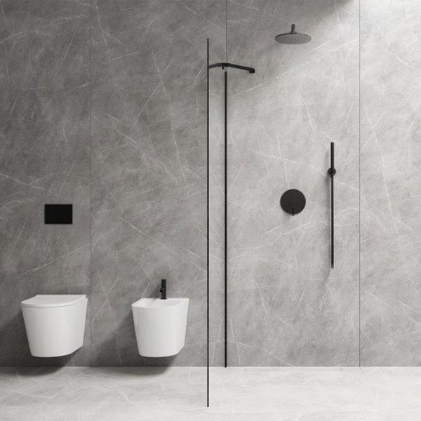 MARINA KABINA NATR WALK-IN 90CM CZARNY MAT/TRANSP