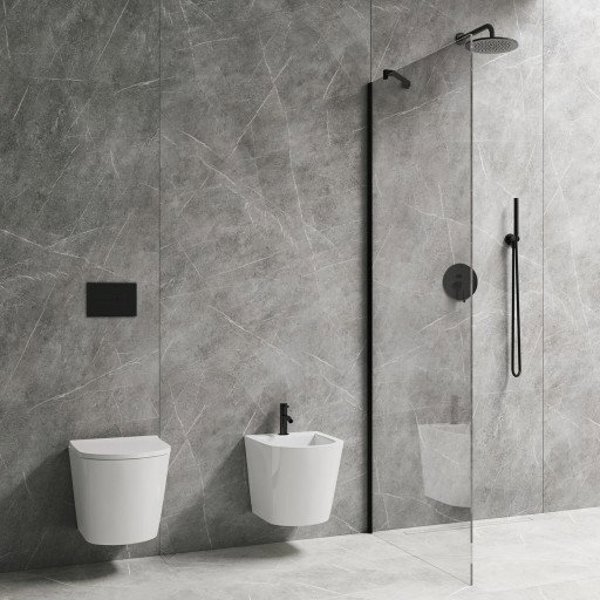 MARINA KABINA NATR WALK-IN 90CM CZARNY MAT/TRANSP
