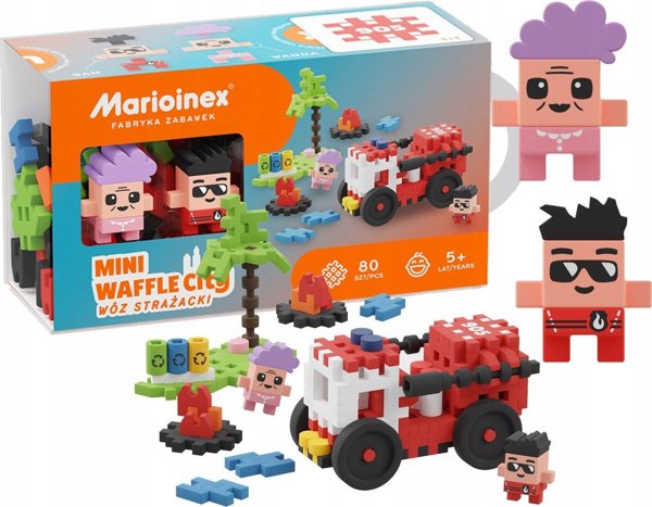 Marioinex Mini Waffle Fire Truck - Σετ Δομικών Παιχνιδιών 80 Τεμαχίων με 2 Φιγούρες