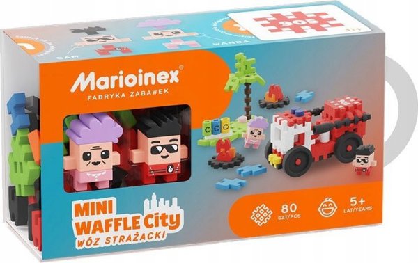 Marioinex Mini Waffle Fire Truck - Σετ Δομικών Παιχνιδιών 80 Τεμαχίων με 2 Φιγούρες
