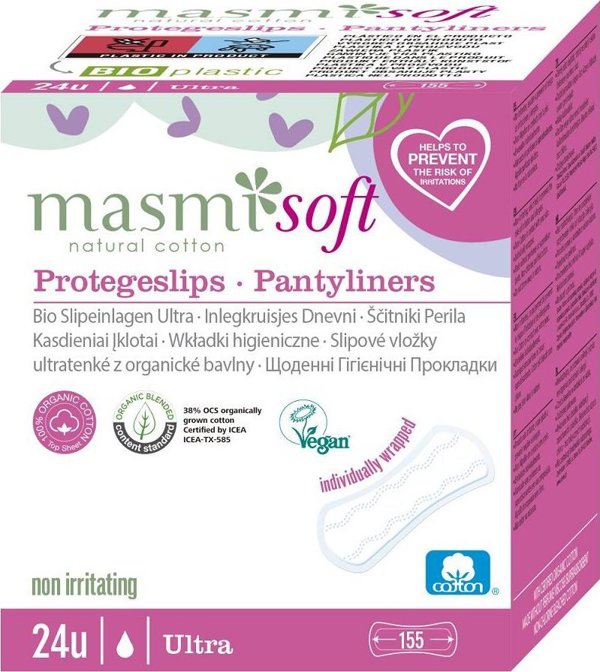 Masmi Soft Υπερλεπτές σερβιέτες υγιεινής από οργανικό βαμβάκι, 24 τεμάχια