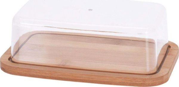Excellent Houseware Βουτυροθήκη με Βάση από Μπαμπού και Διαφανές Καπάκι 170453280