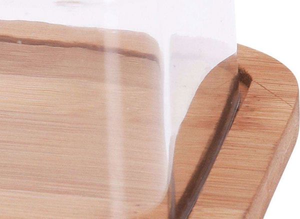 Excellent Houseware Βουτυροθήκη με Βάση από Μπαμπού και Διαφανές Καπάκι 170453280