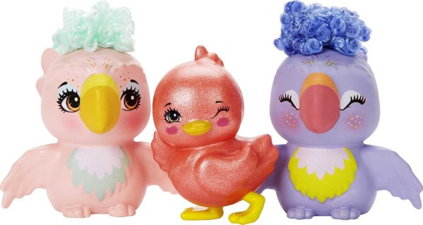 Mattel Enchantimals Rodzina Papugi Filia Finch Lalka + 3 figurki HKN15