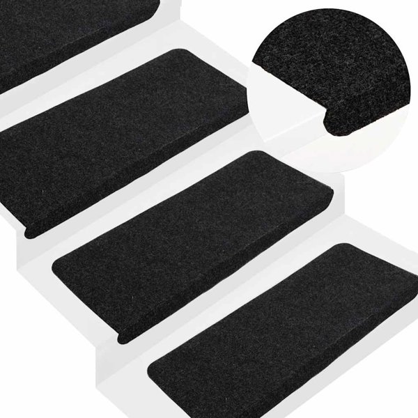 Maty na schody samoprzylepne 30 szt. Czarne 65x24,5x3,5 cm