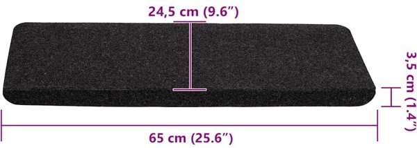 Maty na schody samoprzylepne 30 szt. Czarne 65x24,5x3,5 cm