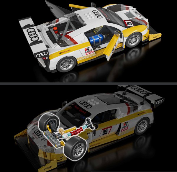 MATTEL BRICK SHOP HOT WHEELS Elite Audi R8 LMS konstruktorius