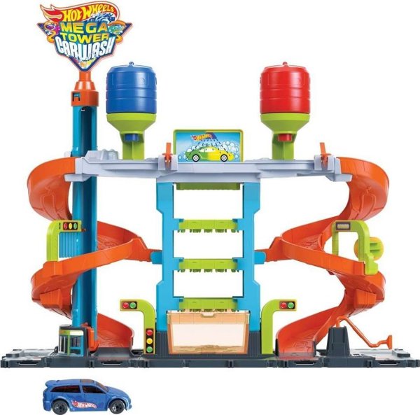 Hot Wheels City Crazy Mega Car Wash Σετ Παιχνιδιού με Αυτοκινητάκι (HDP05)