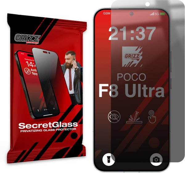 Ματ Γυαλί Προστασίας Ιδιωτικότητας GrizzGlass SecretGlass για Xiaomi POCO F8 Ultra