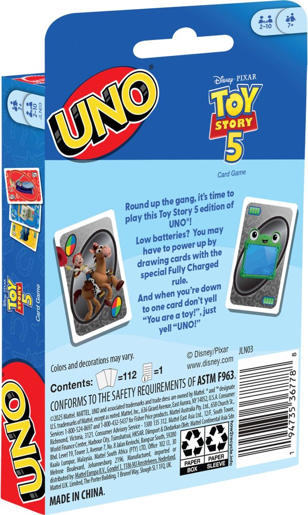 Mattel Games UNO Toy Story 5 Επιτραπέζιο Παιχνίδι Κάρτες (JLN03)