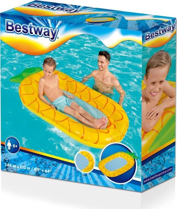 Φουσκωτό Στρώμα για Παιδιά Ανανάς BESTWAY Διχτυωτός Πυθμένας + Σετ Επισκευής