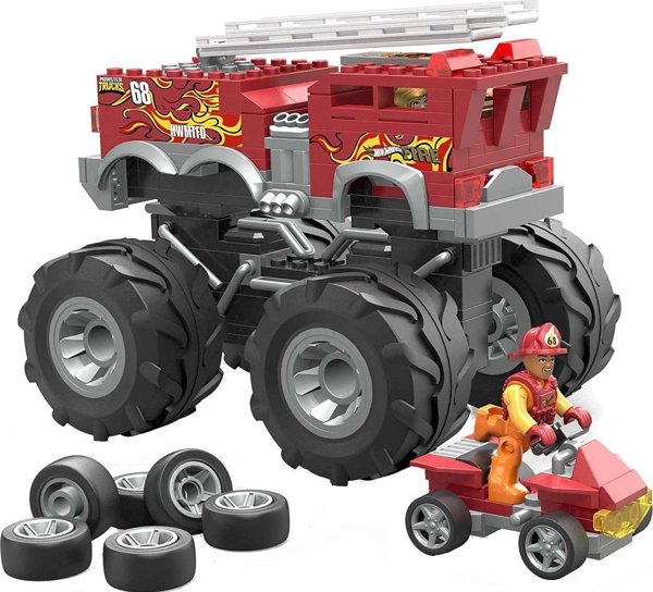 Mattel Hot Wheels Monster Trucks Mega - Όχημα Κατασκευής 5-Alarm + ATV Rover Σετ Κατασκευών HHD19
