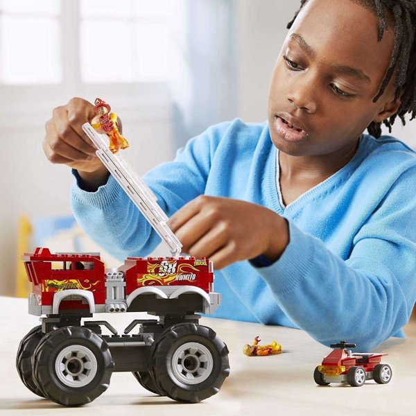 Mattel Hot Wheels Monster Trucks Mega - Όχημα Κατασκευής 5-Alarm + ATV Rover Σετ Κατασκευών HHD19