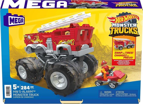 Mattel Hot Wheels Monster Trucks Mega - Όχημα Κατασκευής 5-Alarm + ATV Rover Σετ Κατασκευών HHD19