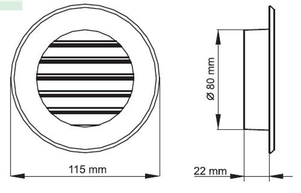 Maxpol Kratka okragla fi80 115mm biala - 023