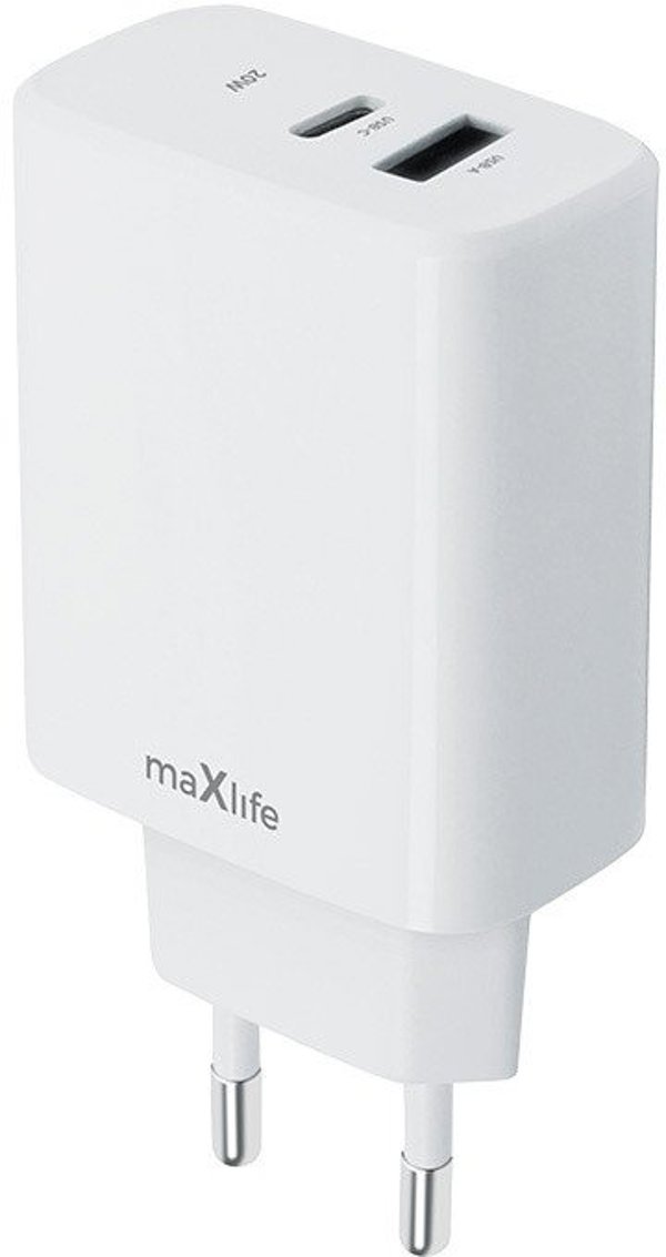 Maxlife MXTC-10-20AC PD QC charger 1x USB-C 1x USB 20W white 5907457789838