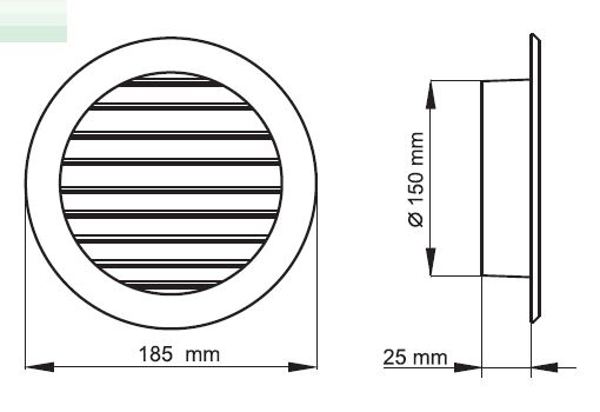 Maxpol Kratka wentylacyjna okragla z siatka fi150 185mm biala