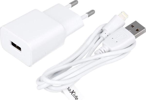 Φορτιστής Maxlife MXTC-01 1x USB 1A λευκός + καλώδιο Lightning 5900495758484