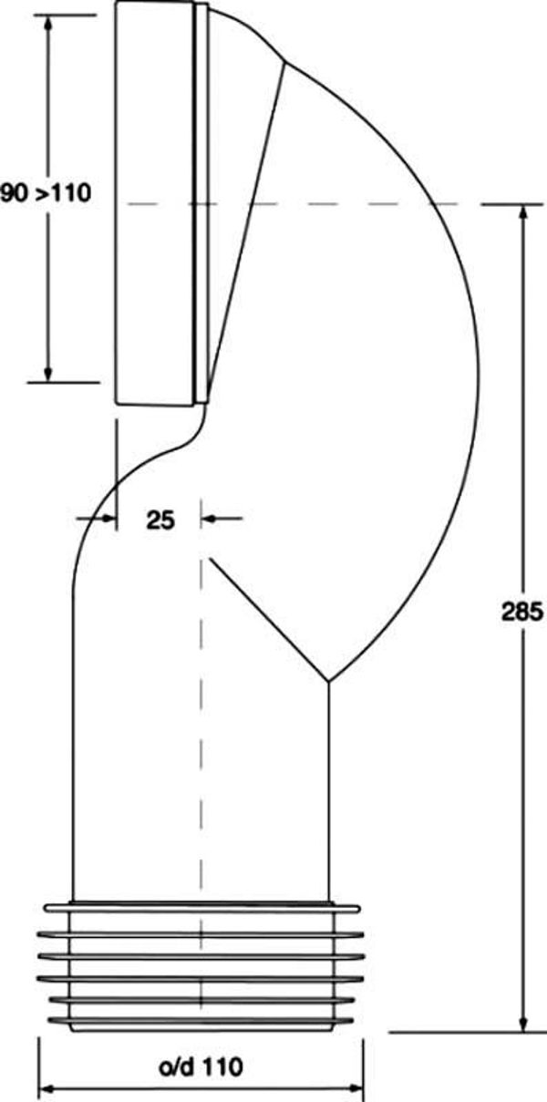 McAlpine Przylacze kanalizacyjne dlugie 275mm katowe bialy