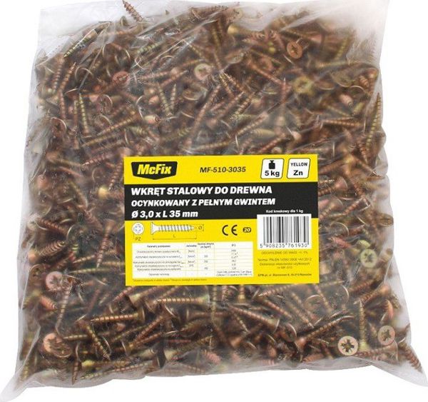 MCFIX Βίδα για Ξύλο Κίτρινη Επιψευδαργυρωμένη 4.5x16mm