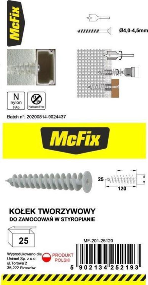 MCFIX DYBEL DO MOCOWANIA W IZOLACJI 25*120MM NYLON