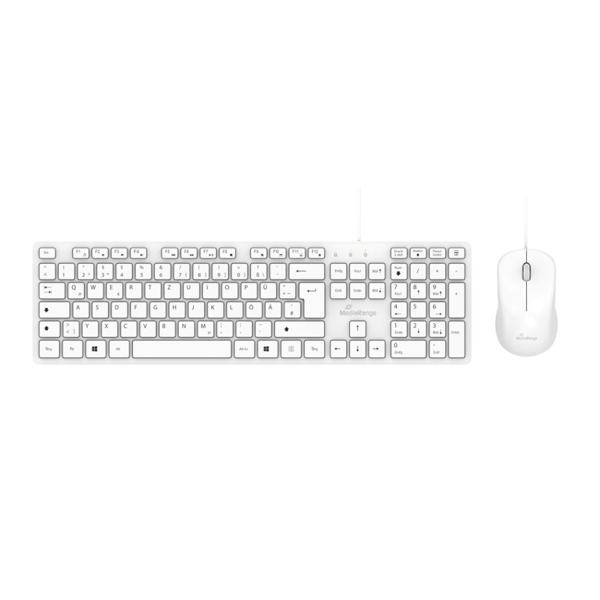 MediaRange Σετ Πληκτρολόγιο & Ποντίκι Ενσύρματο, QWERTY GR, 1200 DPI, 1.5m, Λευκό (MROS276-GR)