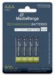 Επαναφορτιζόμενες Μπαταρίες MediaRange AAA NiMH 800mAh, 4 Τεμάχια