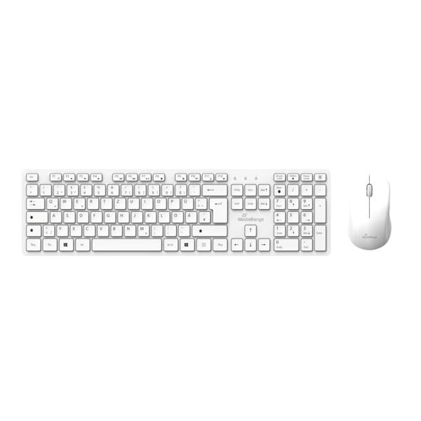 MediaRange Wireless Keyboard & Mouse Set, QWERTY GR, 1200 dpi, Symmetrical, Λευκό (MROS278-GR)