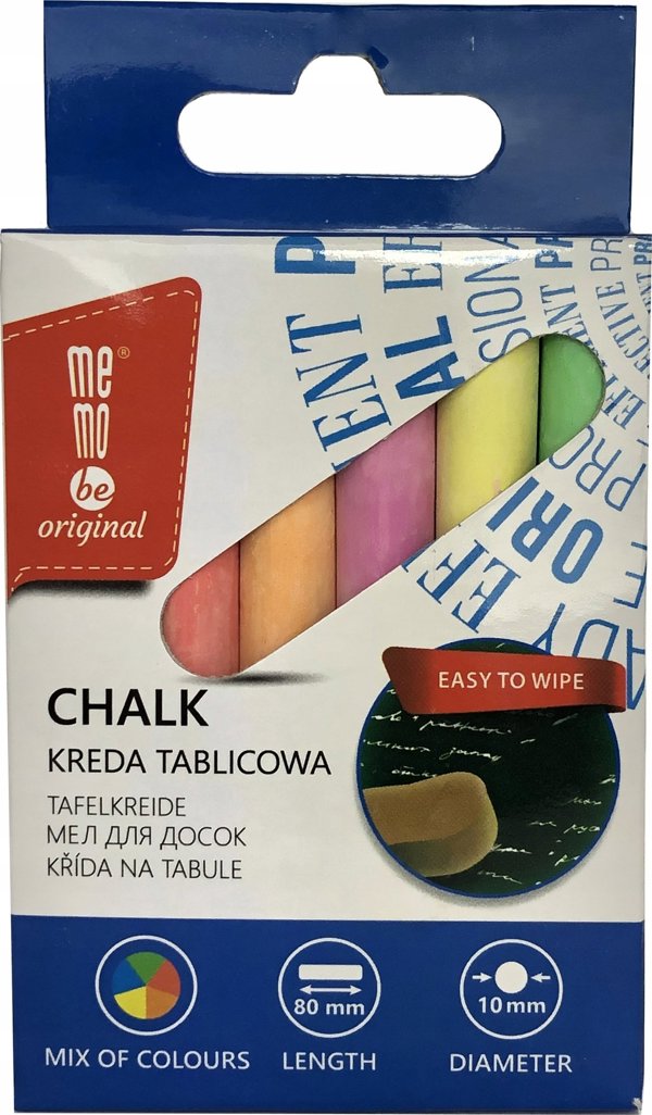 MemoBe Kreda tablicowa kolorowa 12szt MemoBe
