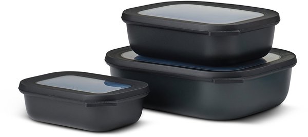 Mepal Σετ 3 Ορθογώνια Μπολ Φαγητού Cirqula 500ml/1000ml/2000ml Μαύρο 106270041100