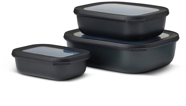 Mepal Σετ 3 Ορθογώνια Μπολ Φαγητού Cirqula 500ml/1000ml/2000ml Μαύρο 106270041100