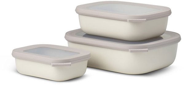 Mepal Σετ 3 Ορθογώνια Μπολ Cirqula 500/1000/2000ml Λευκό - Αεροστεγή Δοχεία Φαγητού