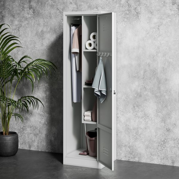 Metalowa szafa gospodarcza AGNES, 500 x 1850 x 500 mm, szara