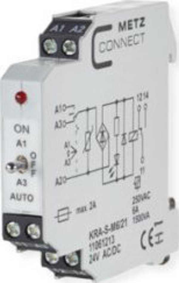 METZ CONNECT KRA-S-M6/21, 1 Επαφή, 24 V AC/DC