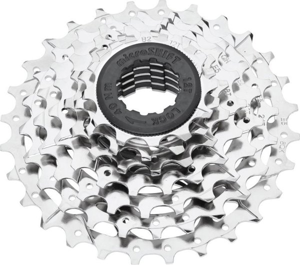 Microshift Κασέτα Ποδηλάτου Mezzo 7 Ταχυτήτων 12-28T, Ατσάλινη, Συμβατή με Shimano, Νικέλιο