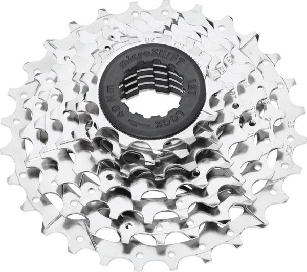 Microshift Κασέτα Ποδηλάτου Mezzo 7 Ταχυτήτων 12-28T, Ατσάλινη, Συμβατή με Shimano, Νικέλιο