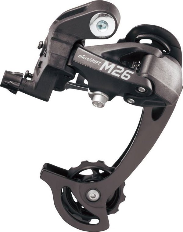 Microshift M26L Πίσω Ντεραγιέ Ποδηλάτου, 7-8 Ταχυτήτων, Συμβατό με Shimano, Μακρύς Κλωβός, Χωρητικότητα 45T