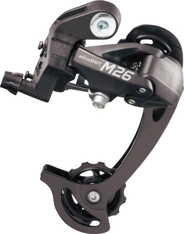 Microshift M26L Πίσω Ντεραγιέ Ποδηλάτου, 7-8 Ταχυτήτων, Συμβατό με Shimano, Μακρύς Κλωβός, Χωρητικότητα 45T