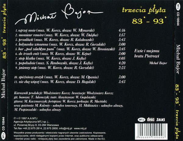 Michal Bajor - Trzecia Plyta 83'-93'