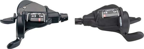 Microshift Mezzo Μανέτες Ταχυτήτων Ποδηλάτου, 3x8 Ταχυτήτων, Συμβατές με Shimano, Thumb Tap, με Οπτικό Δείκτη