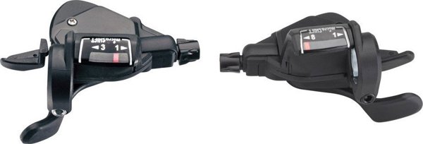 Microshift Mezzo Μανέτες Ταχυτήτων Ποδηλάτου, 3x8 Ταχυτήτων, Συμβατές με Shimano, Thumb Tap, με Οπτικό Δείκτη