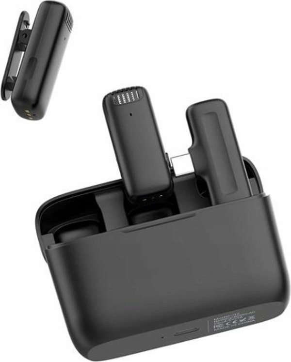Ulanzi J12 Ασύρματο Μικρόφωνο Lavalier για Smartphone, 2x Μικρόφωνα & Δέκτης USB-C, Plug & Play, Μαύρο