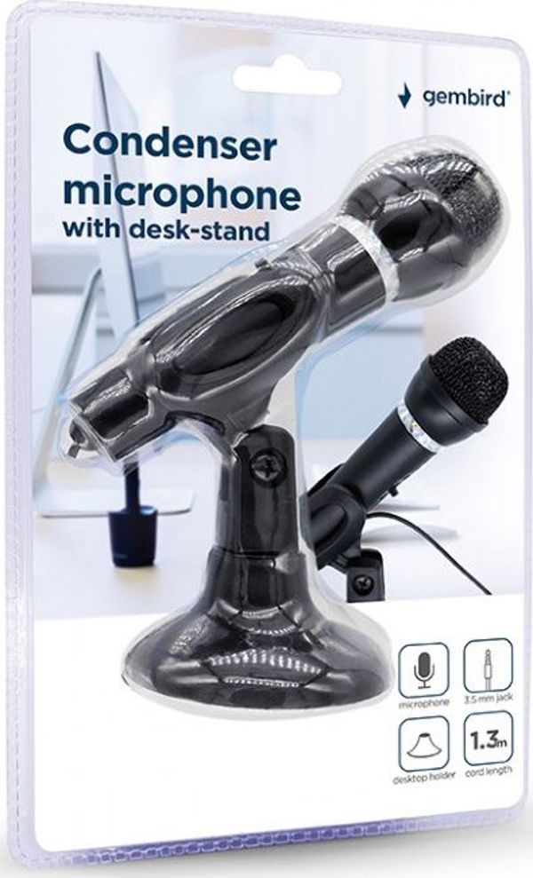 Gembird MIC-D-04 Επιτραπέζιο Μικρόφωνο Υπολογιστή με Τρίποδο 3.5mm, Μαύρο