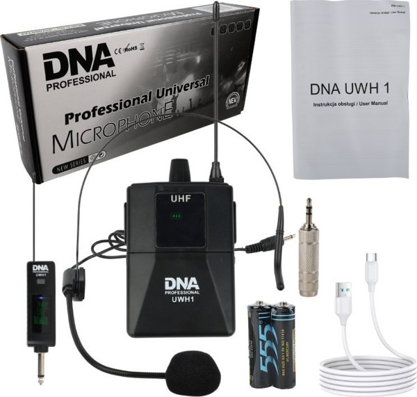 Mikrofon DNA NAGLOWNY MIKROFON BEZPRZEWODOWY BODYPACK + ODBIORNIK UHF 560-590 MHZ