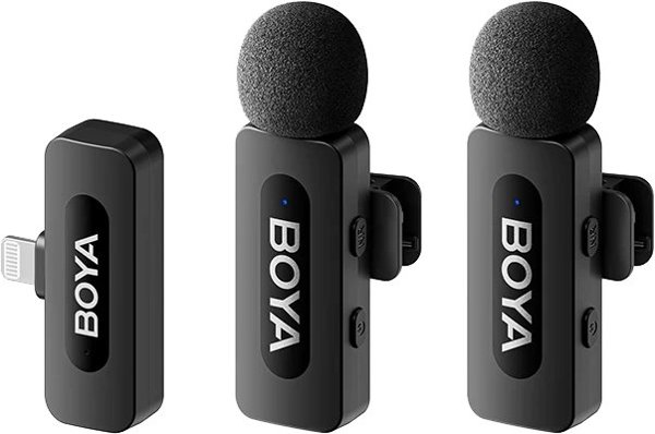 Boya BY-V2 V2.0 Υπερ-συμπαγές ασύρματο μικρόφωνο 2.4GHz για συσκευές lightning - 2TX+1RX