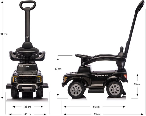 Milly Mally Όχημα Περπατούρα Ford F-150 3σε1 Με Λαβή - Black