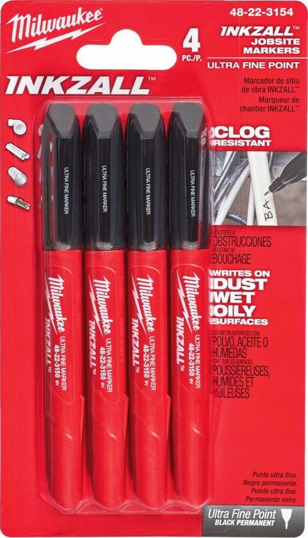 Milwaukee MILWAUKEE THIN MARKERS BLACK 4 pcs