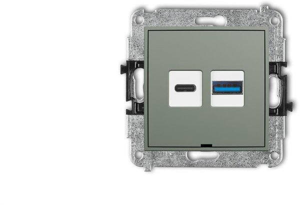 MINI Μηχανισμός διπλής φόρτισης USB USB C + USB A 20W μέγιστο, χρώμα φασκόμηλο 61MCUSBBO-8